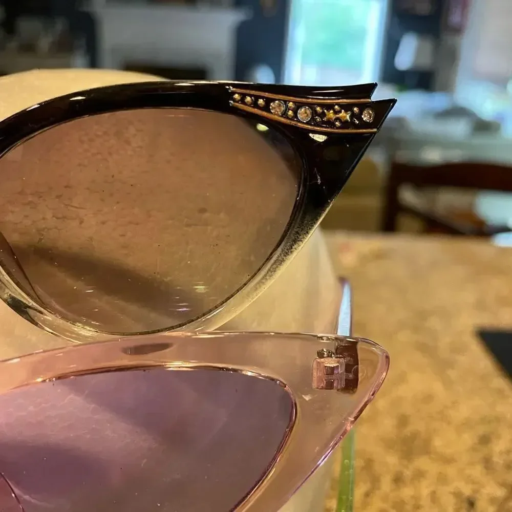 Women’s Cat Eye Sunglasses Black Pink Green Sparkle